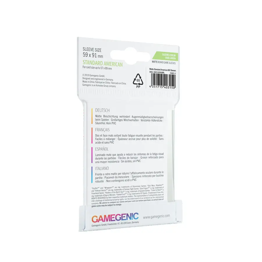 Board Game Sleeves: Matte - American - Standard - Green (50) - Image 2