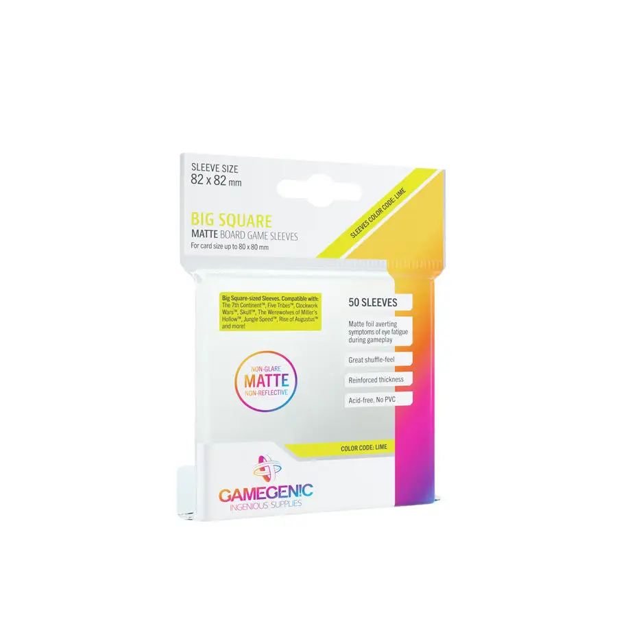 Board Game Sleeves: Matte - Big Square - Lime (50)