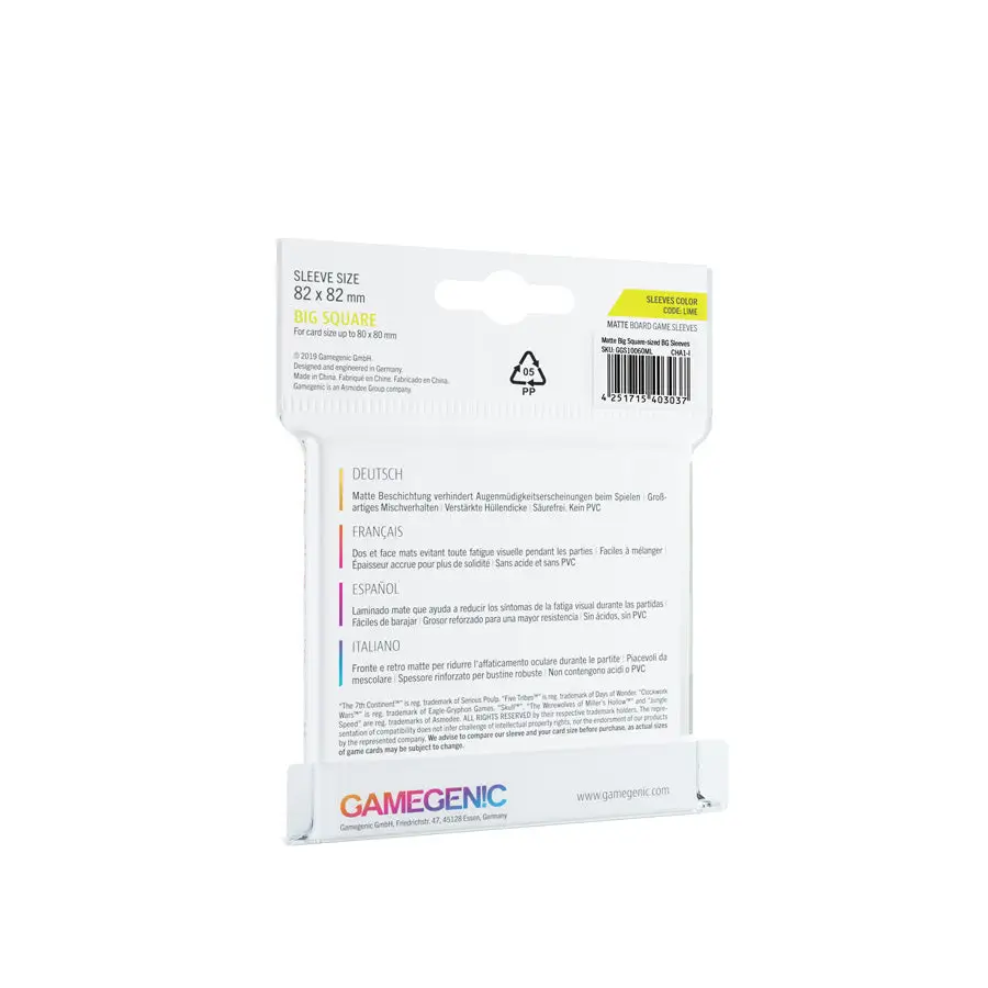 Board Game Sleeves: Matte - Big Square - Lime (50) - Image 2