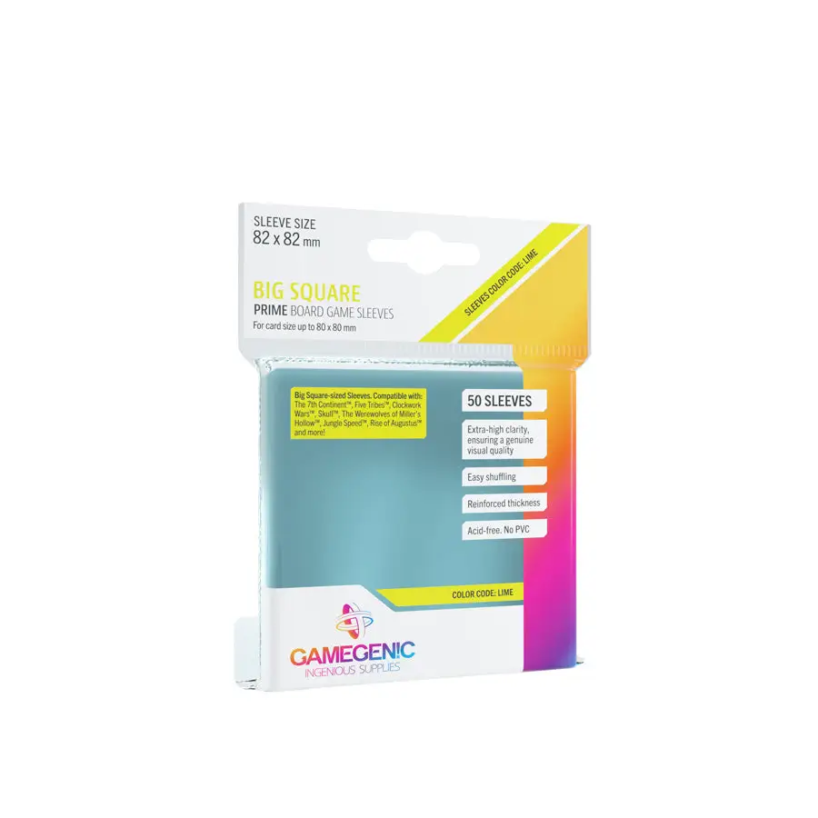 Board Game Sleeves: Prime - Big Square - Lime (50)
