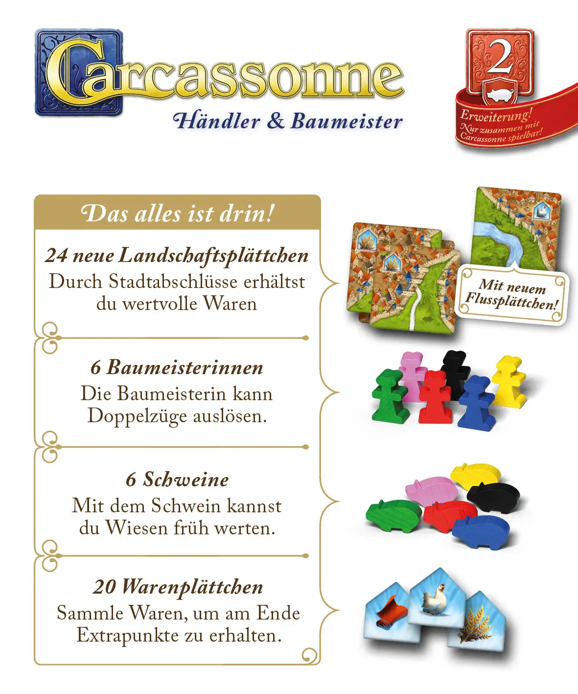 Carcassonne:  Händler & Baumeisterin (DE) - Image 2