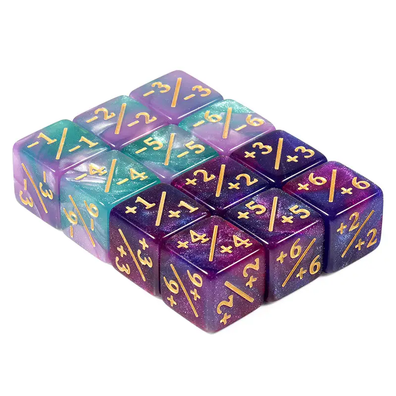 Dice Counters: Positive / Negative - Cyan/Purple