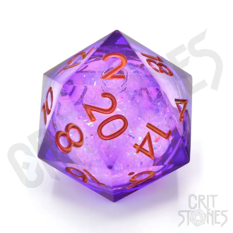 Dice: Resin - Sharp Edge - Floating Eye - Liquid Core - d20 - Feywild Sparkle