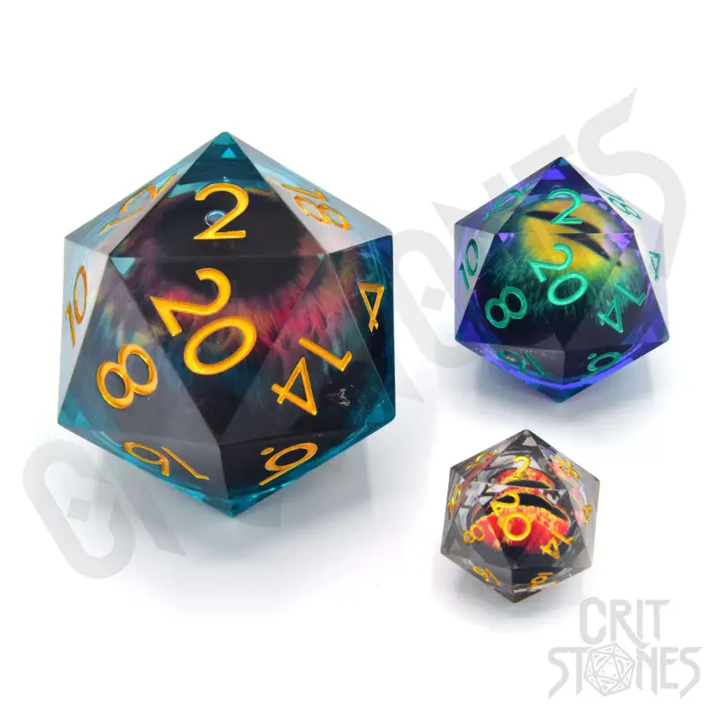 Dice: Resin - Sharp Edge - Liquid Core - d20 - Eye of the Oracle - Image 2