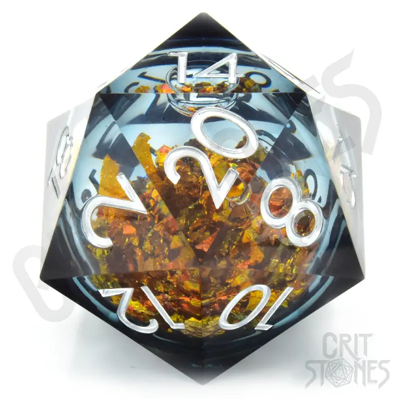 Dice: Resin - Sharp Edge - Liquid Core - d20 - King Midas