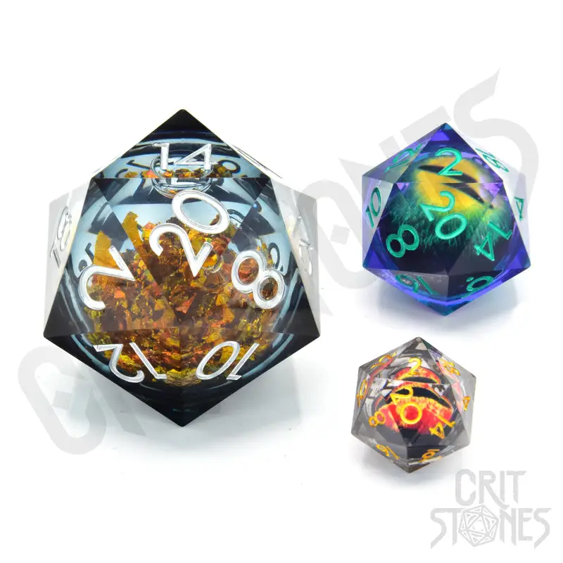 Dice: Resin - Sharp Edge - Liquid Core - d20 - King Midas - Image 2