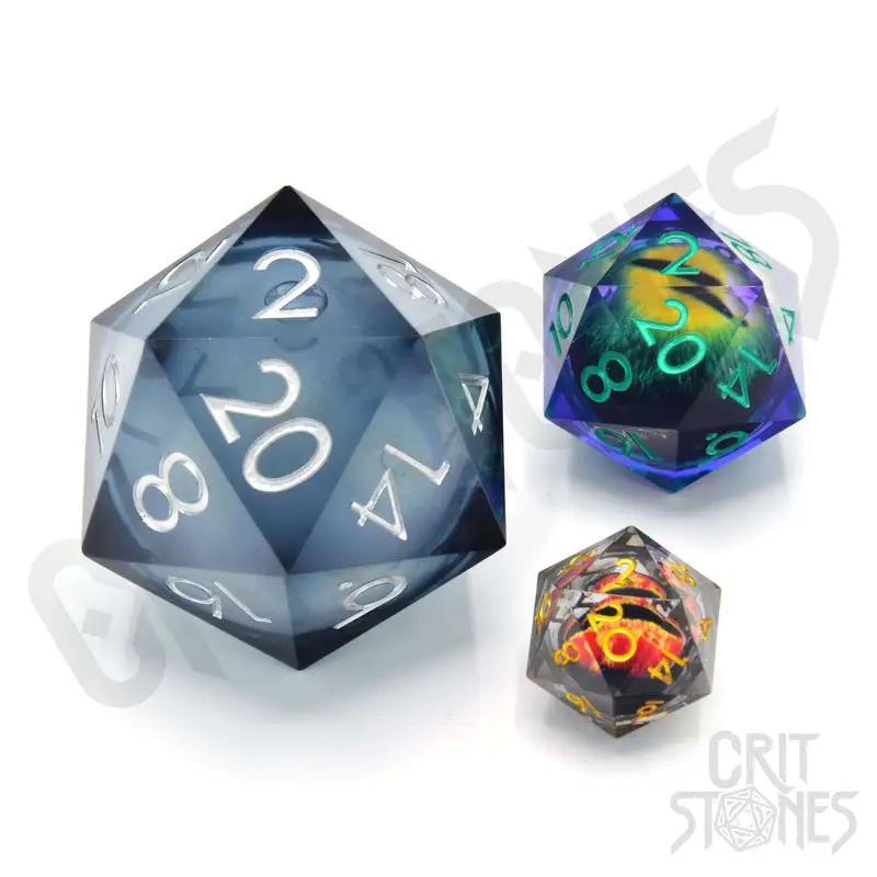 Dice: Resin - Sharp Edge - Liquid Core - d20 - Ocean Orb - Image 2