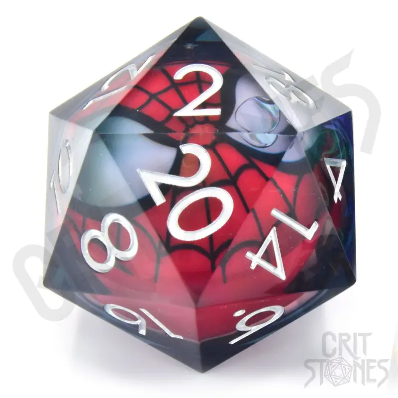 Dice: Resin - Sharp Edge - Liquid Core - d20 - Spidey