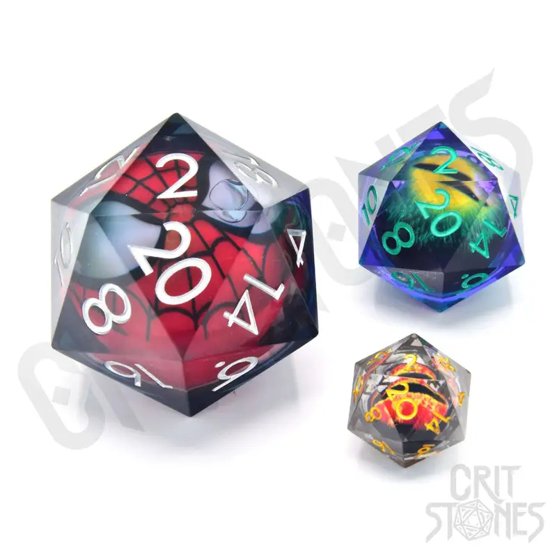 Dice: Resin - Sharp Edge - Liquid Core - d20 - Spidey - Image 2