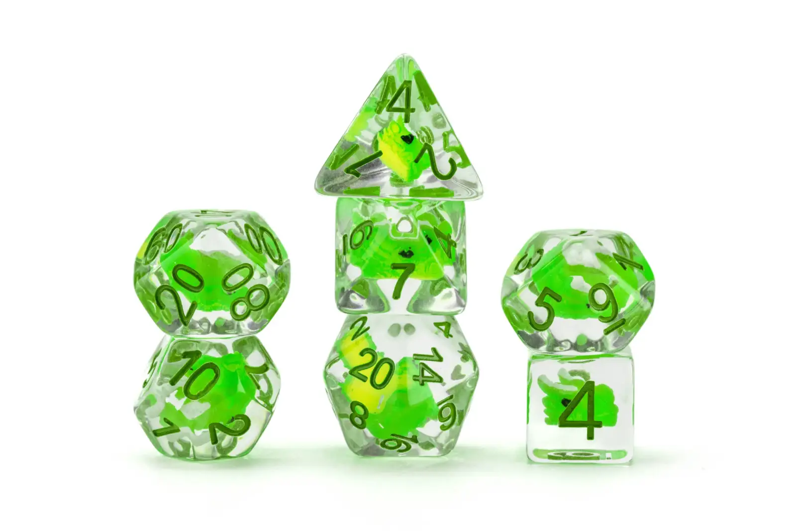 Dragon Storm Inclusion Resin Dice Set: Green Dragon - Image 2