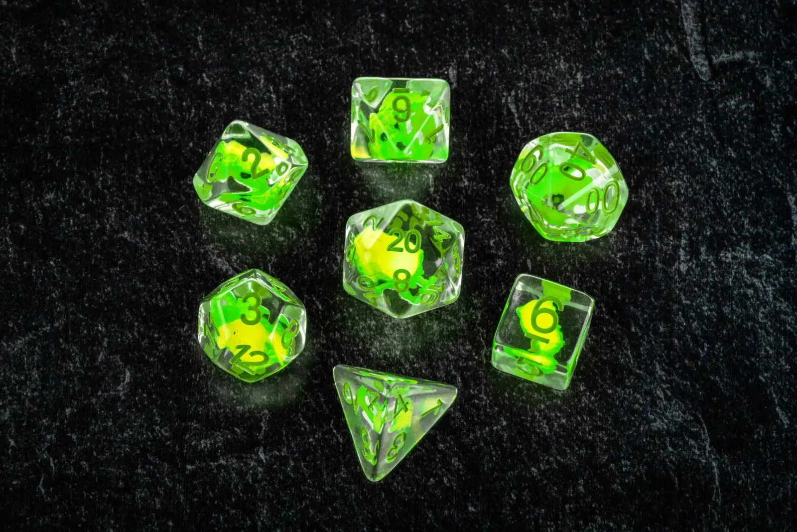 Dragon Storm Inclusion Resin Dice Set: Green Dragon - Image 3
