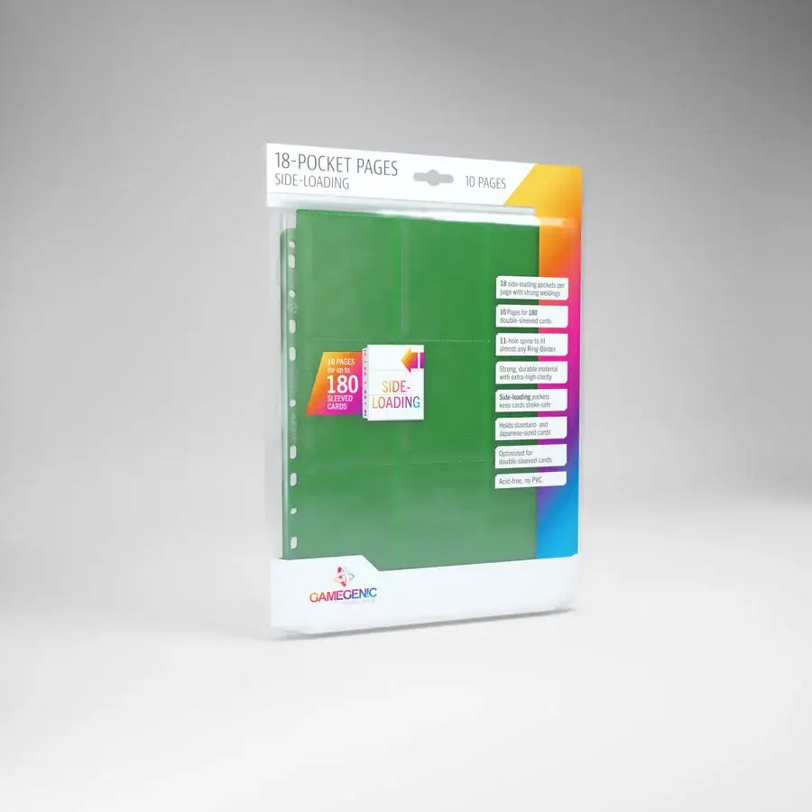 Pocket Pages: Gamegenic - 18-Pocket Pages - Side-Loading - Green