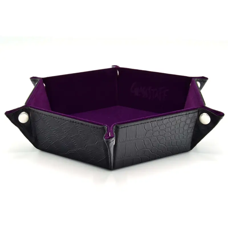 Rolling Tray: Leather - Hexagonal - Foldable - Dragon Skin - Purple