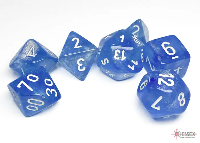 RPG Dice Set: Borealis - Polyhedral - Sky Blue/White (7) - Image 7