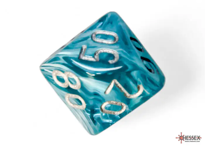 RPG Dice Set: Cirrus - Polyhedral - Aqua/Silver (7) - Image 10