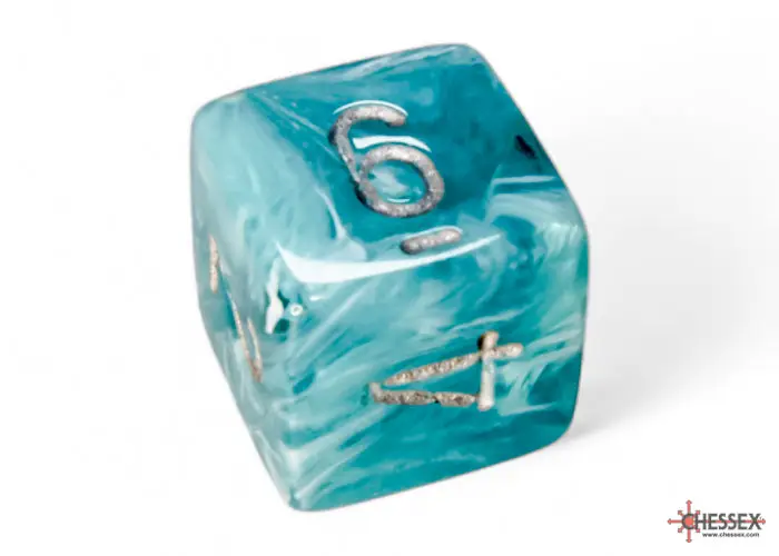 RPG Dice Set: Cirrus - Polyhedral - Aqua/Silver (7) - Image 5