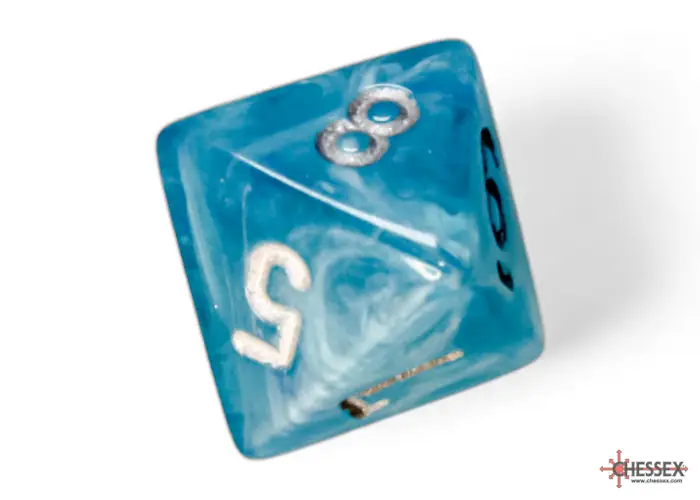 RPG Dice Set: Cirrus - Polyhedral - Aqua/Silver (7) - Image 6