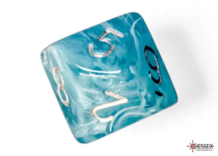 RPG Dice Set: Cirrus - Polyhedral - Aqua/Silver (7) - Image 7