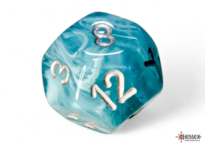 RPG Dice Set: Cirrus - Polyhedral - Aqua/Silver (7) - Image 9