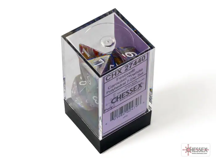 RPG Dice Set: Festive - Polyhedral - Carousel/White (7) - Image 3