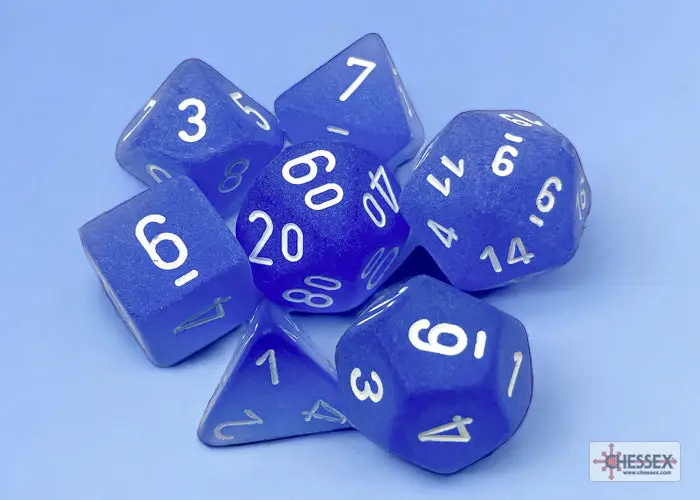 RPG Dice Set: Frosted - Polyhedral - Blue/White (7)