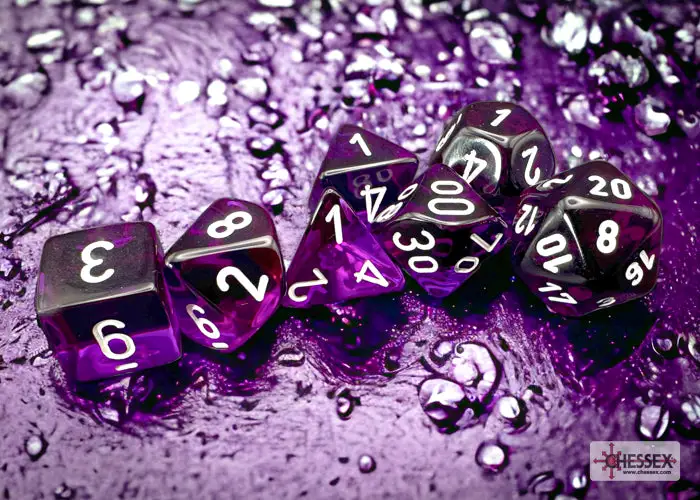 RPG Dice Set: Translucent - Polyhedral - Purple/white (7)