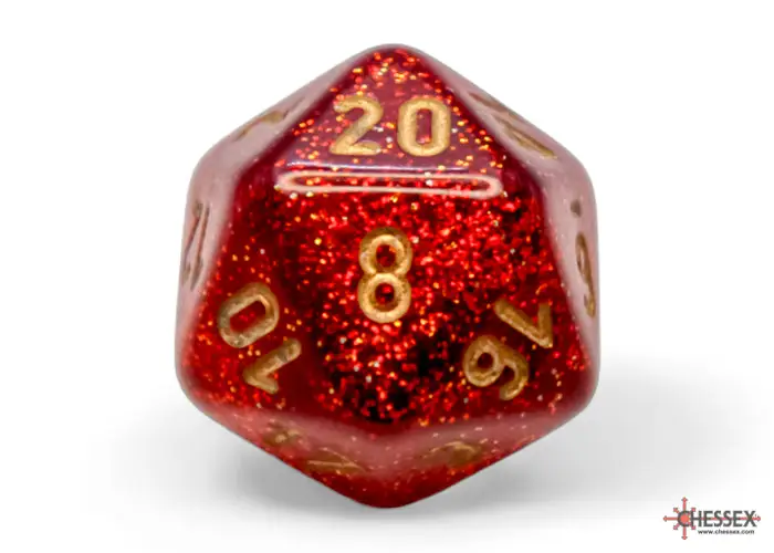 RPG Dice Set: Glitter - Polyhedral - Ruby/Gold (7) - Image 10