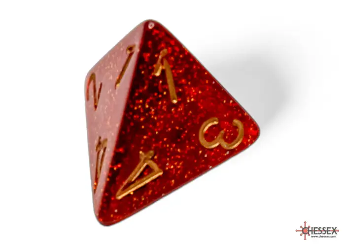 RPG Dice Set: Glitter - Polyhedral - Ruby/Gold (7) - Image 4