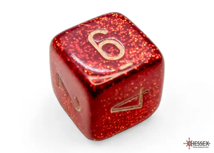 RPG Dice Set: Glitter - Polyhedral - Ruby/Gold (7) - Image 5