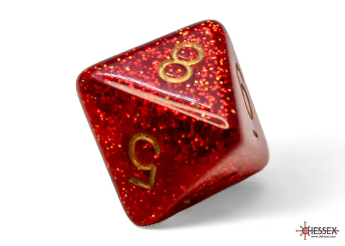 RPG Dice Set: Glitter - Polyhedral - Ruby/Gold (7) - Image 6