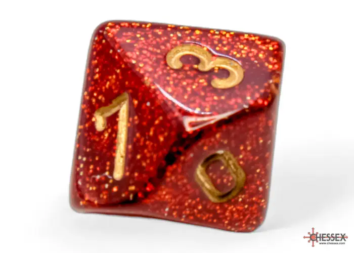RPG Dice Set: Glitter - Polyhedral - Ruby/Gold (7) - Image 7