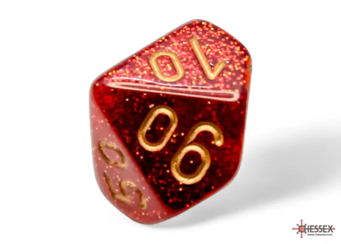 RPG Dice Set: Glitter - Polyhedral - Ruby/Gold (7) - Image 8