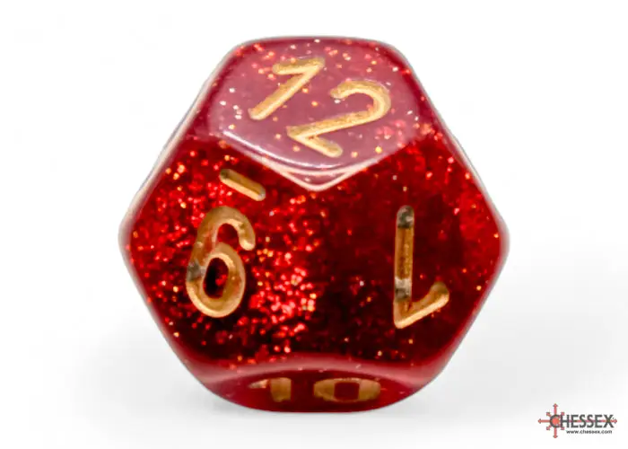 RPG Dice Set: Glitter - Polyhedral - Ruby/Gold (7) - Image 9