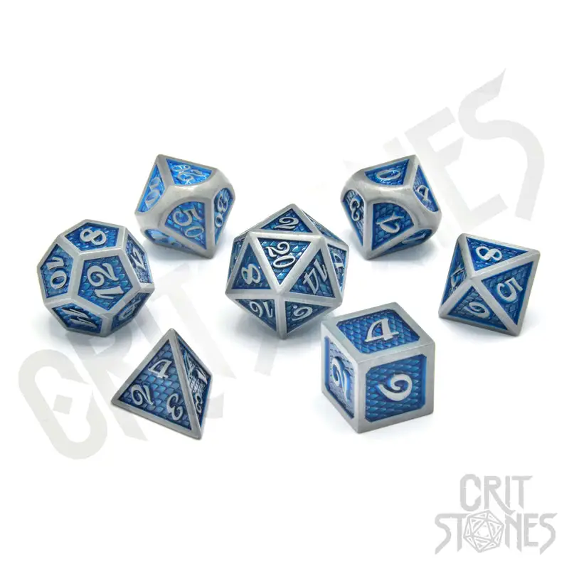 RPG Dice Set: Metal - Blue Dragonhide