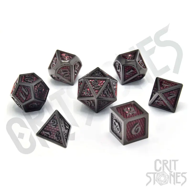 RPG Dice Set: Metal - Red Wyrmskin