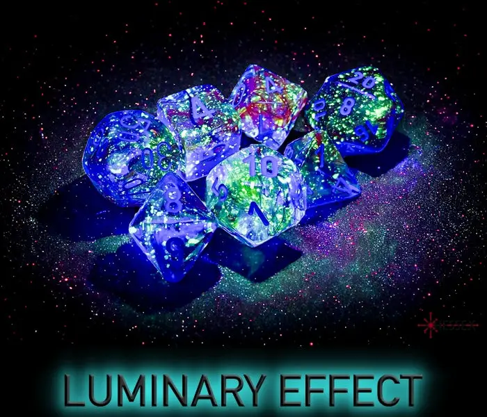 RPG Dice Set: Nebula - Luminary - Polyhedral - Primary/Blue (7) - Image 4