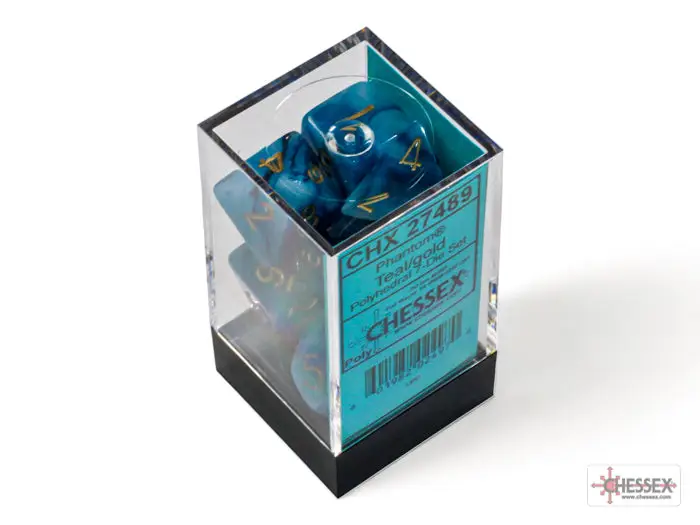 RPG Dice Set: Phantom - Teal/Gold (7) - Image 2