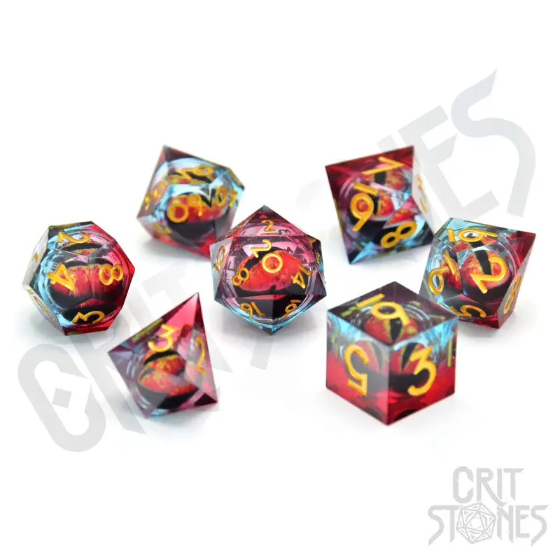 RPG Dice Set: Resin - Sharp Edge - Floating Eye - Chromatic Dragon's Gaze