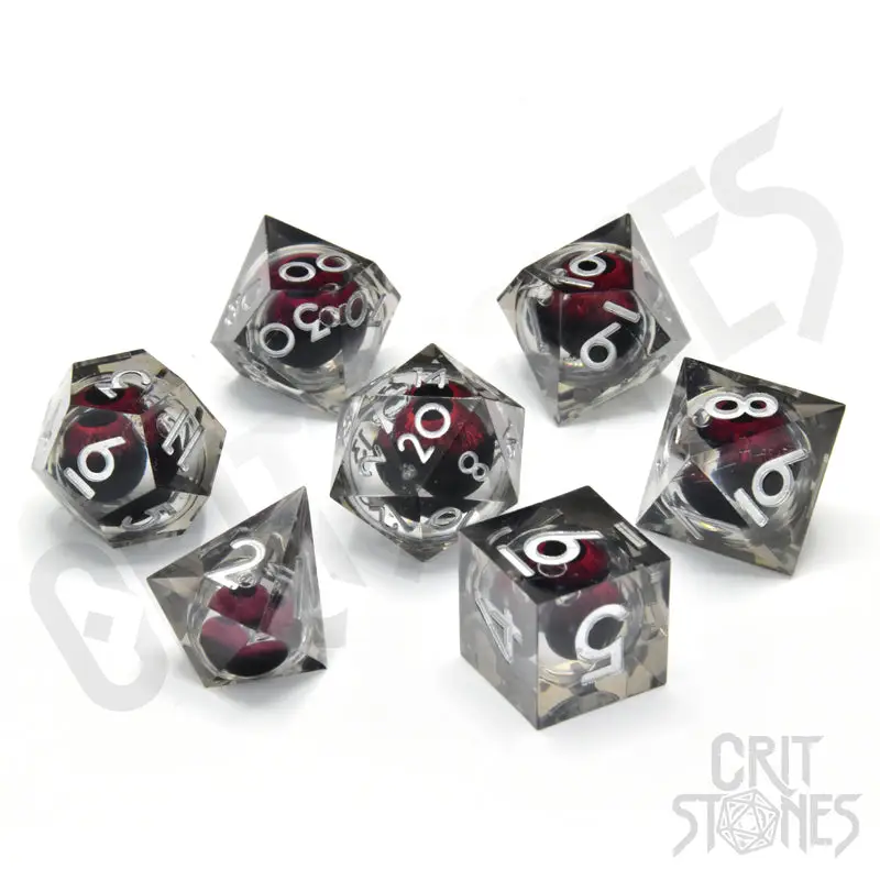 RPG Dice Set: Resin - Sharp Edge - Floating Eye - Fire Giant's Gaze