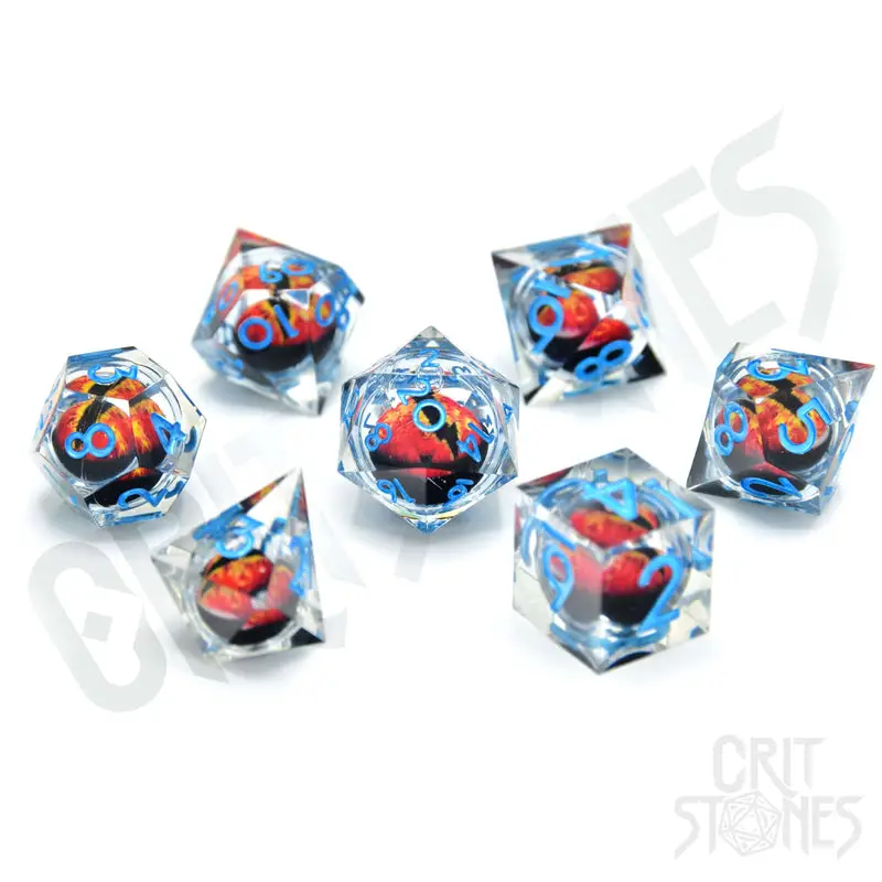 RPG Dice Set: Resin - Sharp Edge - Floating Eye - Raging Dragon's Gaze
