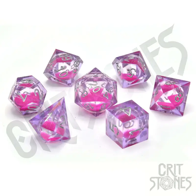 RPG Dice Set: Resin - Sharp Edge - Liquid Core - Chery Current
