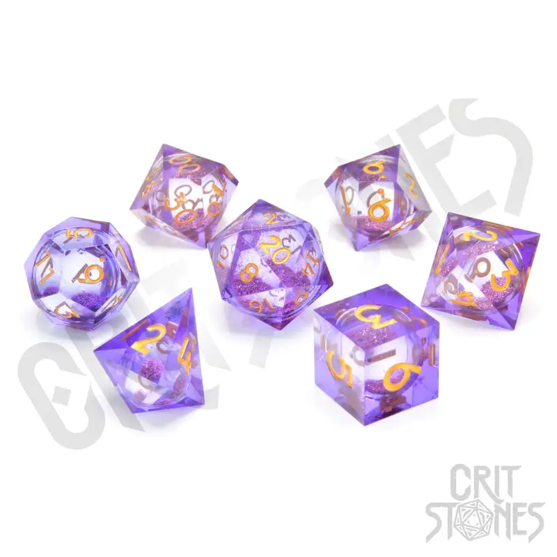 RPG Dice Set: Resin - Sharp Edge - Liquid Core - Dionysus' Feast