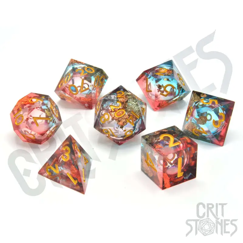 RPG Dice Set: Resin - Sharp Edge - Liquid Core - Dusky Dreams