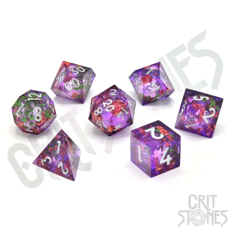 RPG Dice Set: Resin - Sharp Edge - Liquid Core - Herbalist's Dream