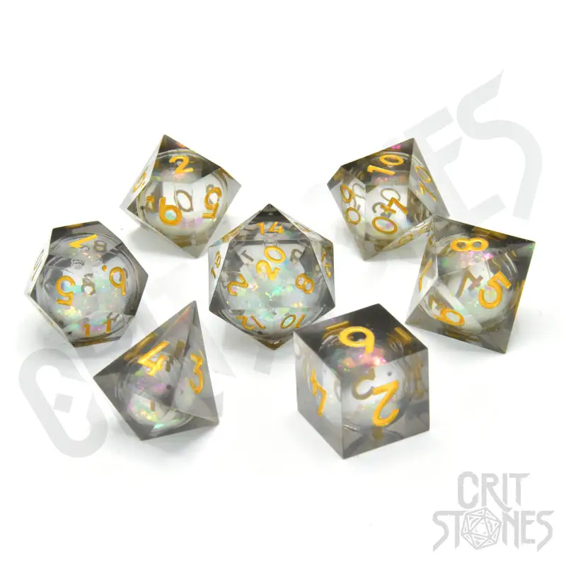 RPG Dice Set: Resin - Sharp Edge - Liquid Core - Orbeus