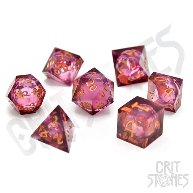 RPG Dice Set: Resin - Sharp Edge - Liquid Core - Royal Nebula