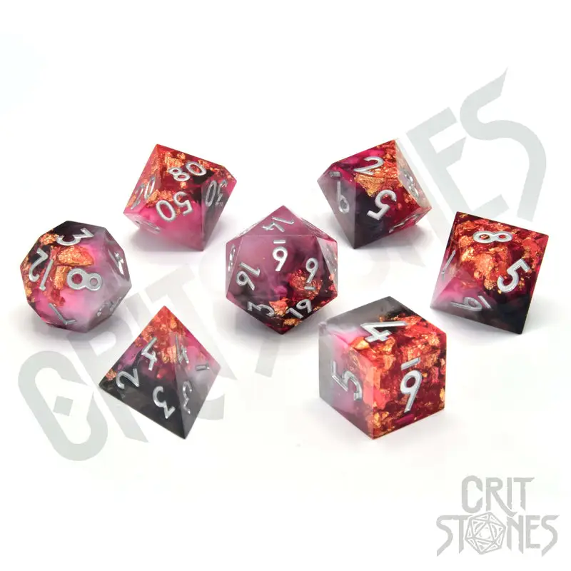 RPG Dice Set: Resin - Sharp Edge - Ruby Rift