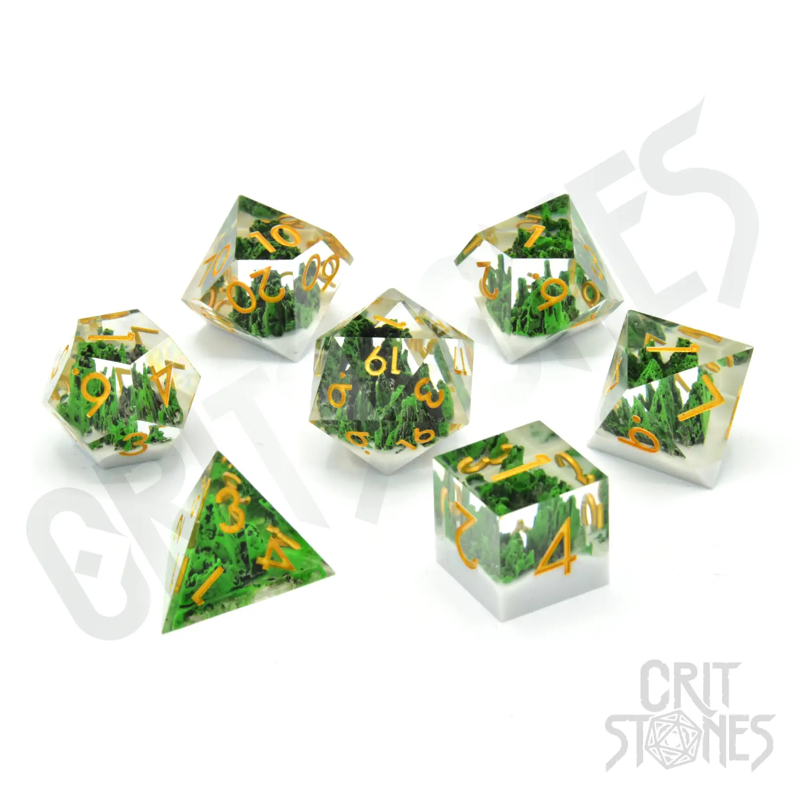 RPG Dice Set: Resin - Sharp Edge - Verdant Valley (7)