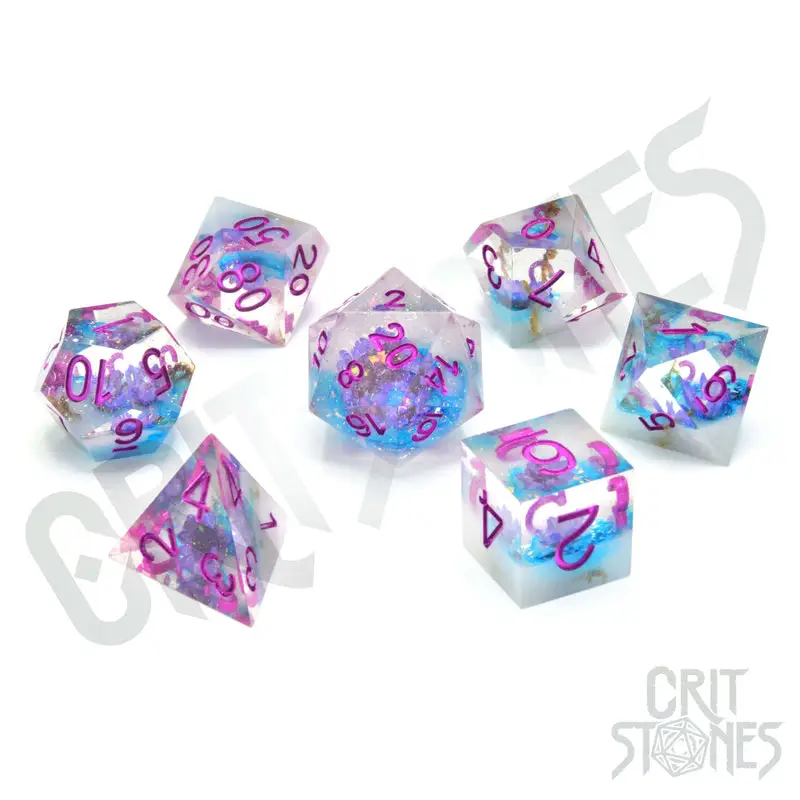 RPG Dice Set: Resin - Sharp Edge - Violet Bloom
