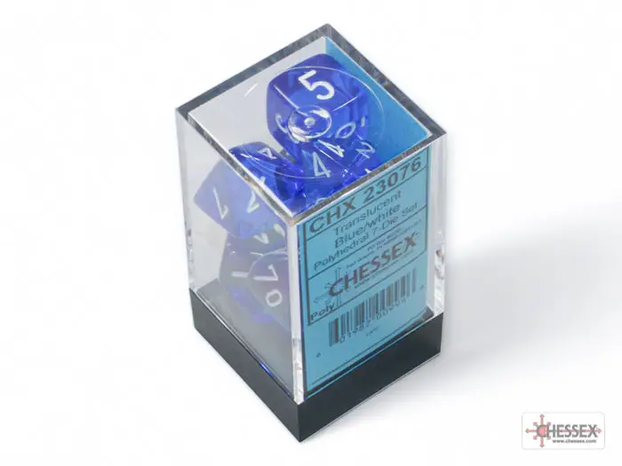 RPG Dice Set: Translucent - Polyhedral - Blue/white (7) - Image 3